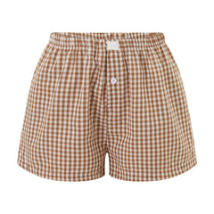 Elastic Waist Striped Plaid Print Shorts - Casual Knit