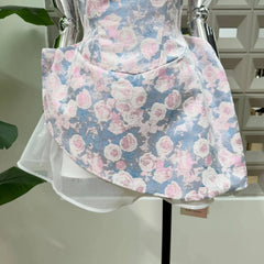 Jacquard Floral Print O-neck Sleeveless Irregular Weave A-line Mini Dress