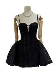 Lace Strap Flare Mini Dress