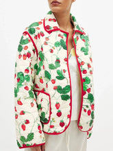 Quilted jacket with strawberry pattern