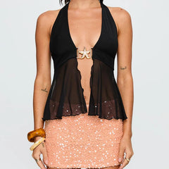 Low Cut Halter Neck Star Top
