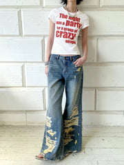 White Graphic Red Print T-shirt