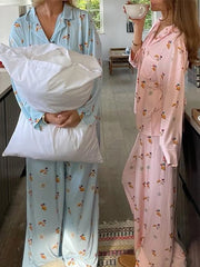 Floral  Long Sleeve Shirt and Pants Pyjama Set