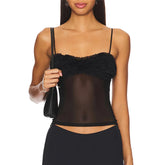 Sheer Ruffle Frill Bust Spaghetti Strap Top