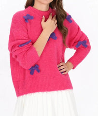 Bow 3D Bow Appliques Sweater