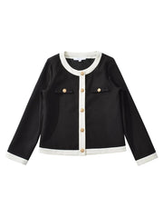 Two Tone O-Neck Long Sleeve Cardigan And Low Waist Shorts Set