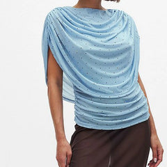 Dotted Ruched Draped Blouse