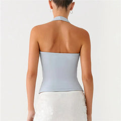Plunging Front Cutout Halter Tank Top