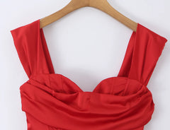 Satin Off-Shoulder Corset Bubble Hem Mini Dress