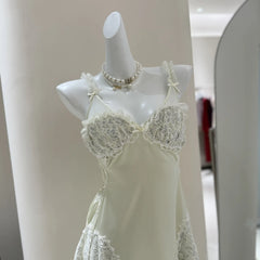 Lace Pachwork Babydoll Mini Nightdress