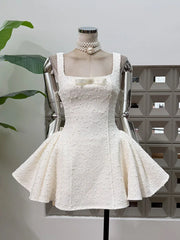 Tweed Bow Detail Sleeveless Flared Mini Dress