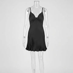Satin Spaghetti Strap Jacquard Print Slip Mini Dress