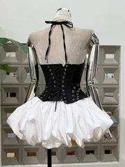 Halter Sequin Corset Crop Top And Bubble Hem Skirt Set