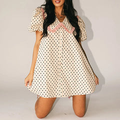 Floral Print Ruffled Trim Doll Collared Mini Dress