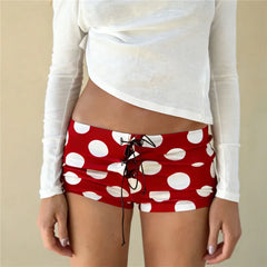 Polka Dot Print Drawstring Shorts