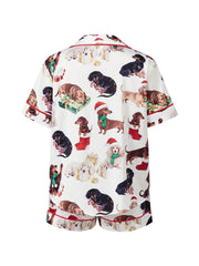 Christmas Santa Pets Print Pajamas Set
