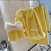 Yellow Plush 3 Piece Pajama Set