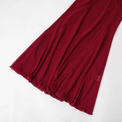Red Feather Strapless Sheer Maxi Dress