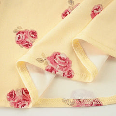 Yellow Printed Short Sleeve Tied Up Front Midi Dress