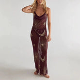 Sequin Embroidery Cowl Long Dress
