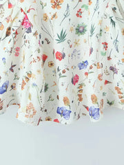 White Floral Print Square Collar Sleeveless Flare Mini Dress