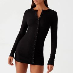 Long Sleeve Boydcon Button Down Mini Dress