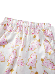 Santa/Christmas Print Shirts Top and Pants Loungewear Set