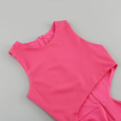 Pink Sleeveless Cut Out Maxi Dress