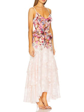 Floral Printed Ruffle Strappy Midi Dress