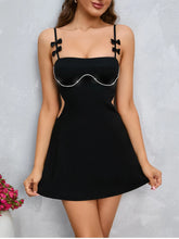 Black Diamonds Spaghetti Strap Cut Out Mini Dress