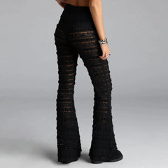 Lace See Through Flare Pants