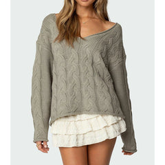 Cable Knit Off Shoulder Sweater