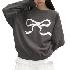 Lace Bow Embroidery Pullover Top