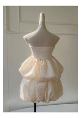 Bow Knot Strapless Blouse And Mini Bud Skirt Set