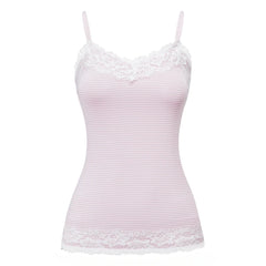 Stripe Lace Trim Cami Top