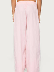 Pink Wide Leg Baggy Side Stripe Parachute Pants