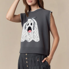 Halloween Knit Back Tie Up Vest