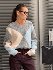 Geometric Argyle Sweater