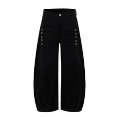 Multi Button Flap Pocket Cargo Pants