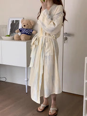 Printed Long Sleeve Night Gown Robe