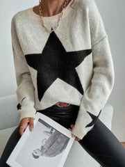 Star Pattern O-Neck Sweater Pullover