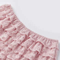 Layered Ruffle Lace Elastic Waist Shorts
