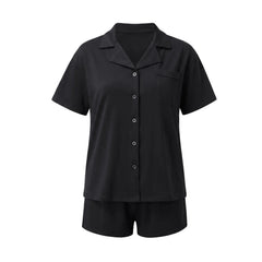 Short-Sleeve Button-Down Shirt With Shorts Pajama Set