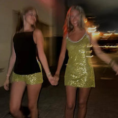 Sequin Strap Mini Dress