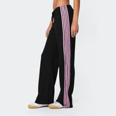 Drawstring Side Stripes Wide Leg Pants with Pockets