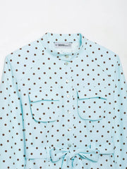 Blue Polka Dot Jacket And Shorts Set