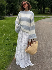 Striped Crew Neck Knit Sweater