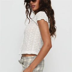 White Puff Short Sleeve Doll Collar Blouse