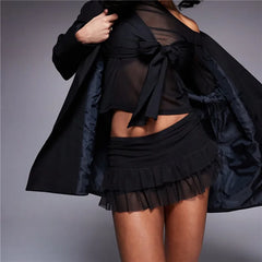 Ruffle Layered Sheer Low Rise Mini Skirt
