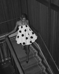 Sleeveless Polka Dot Puff Hem Mini Dress